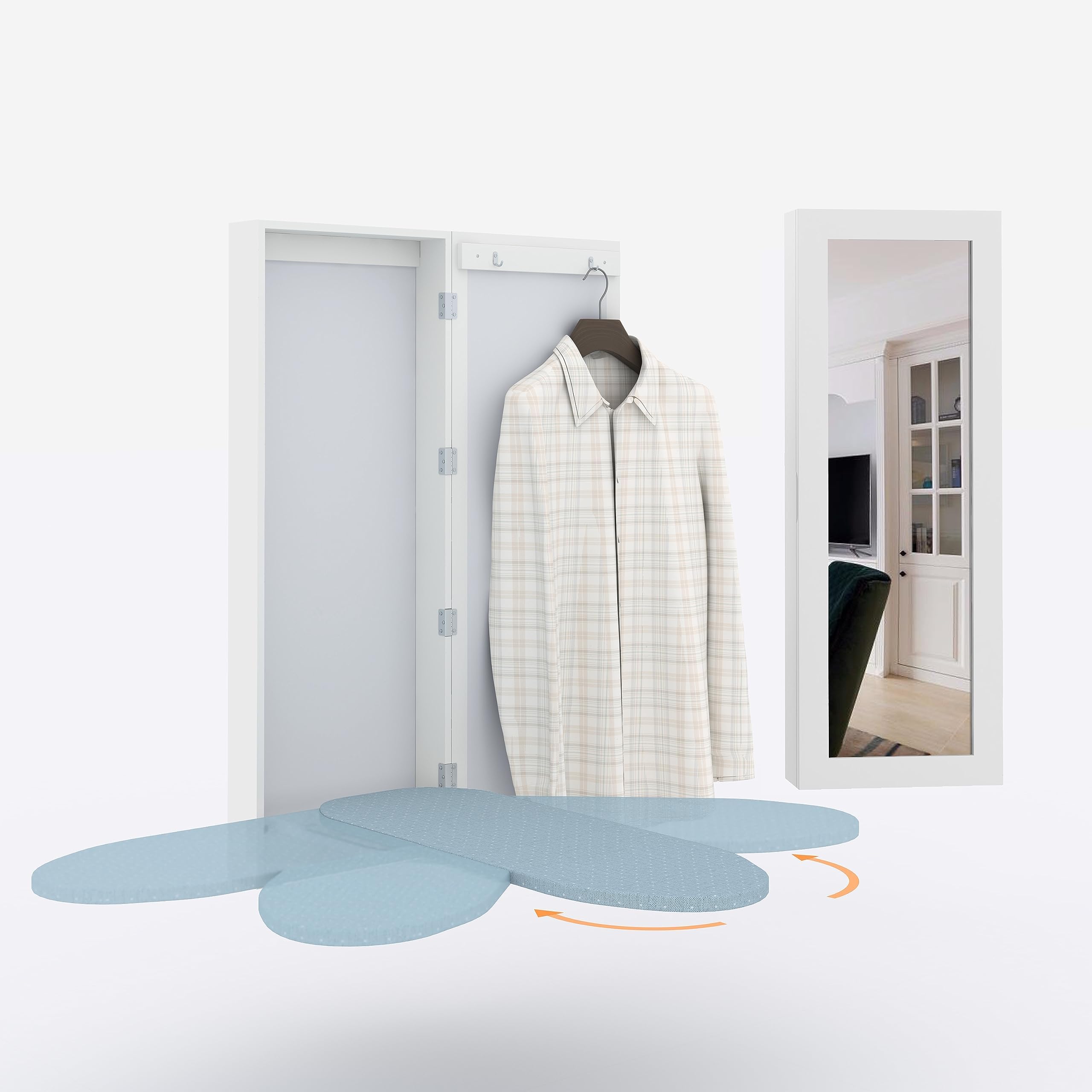 GLSCASA Wall Mount Ironing Board Door, Built in 180° Swivel Ironing