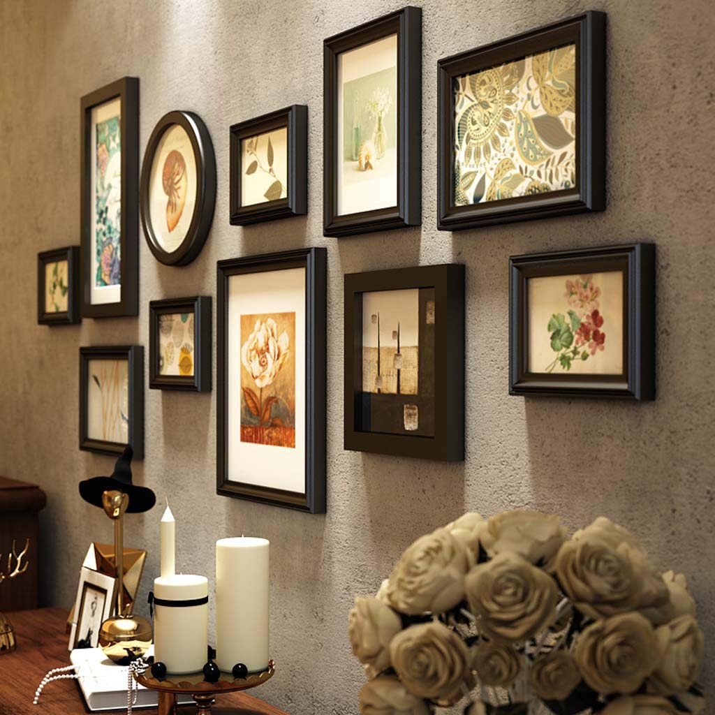11 Pezzi Cornice per Foto in Legno massello Europeo da Parete-Parete per Foto Creativa Fai da Te -142 * 57 cm