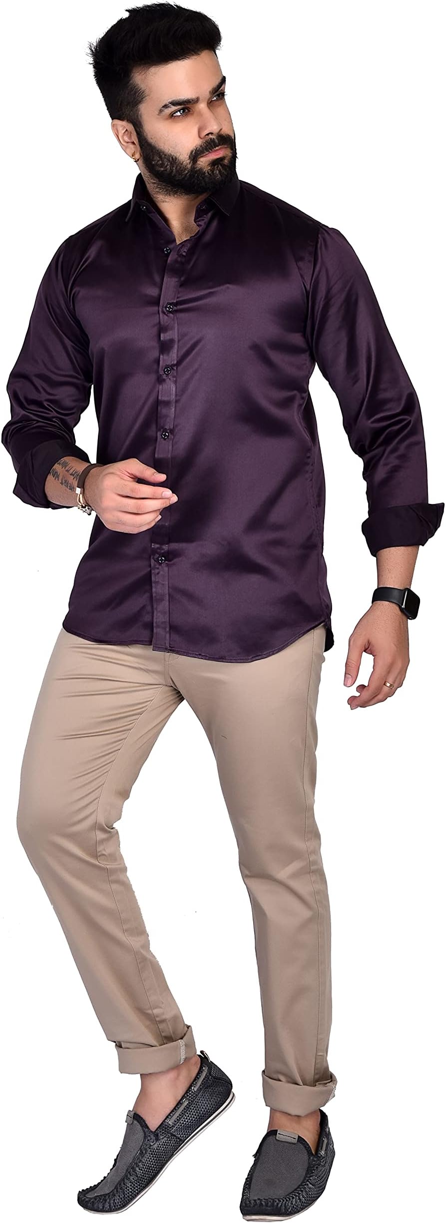 Men's Solid Slim Fit Casual Shirt