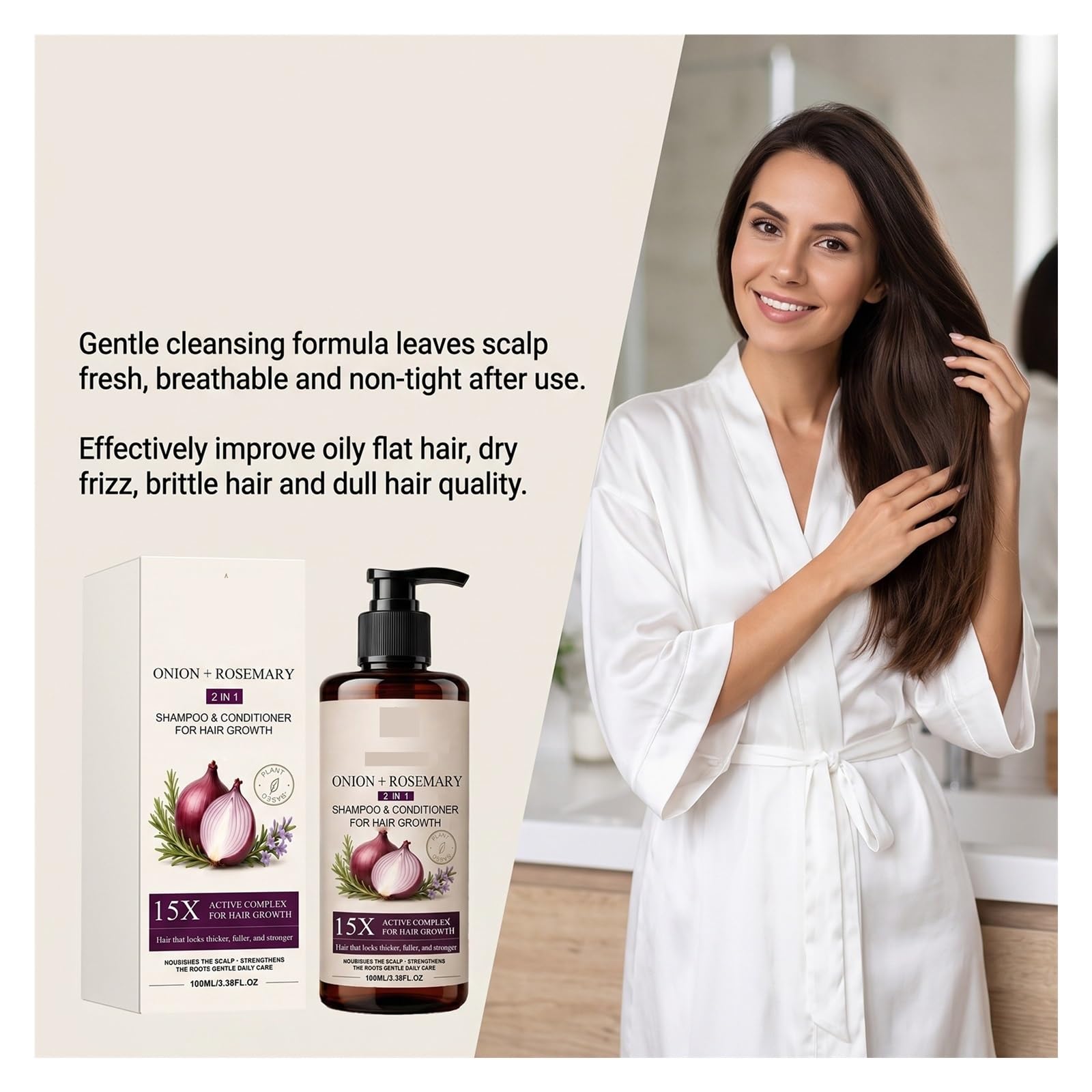 Champú nutritivo for el cabello | Refrescante y controladora de grasa, nutritiva for las raíces del cabello y calmante for el cuero cabelludo.(3pcs)