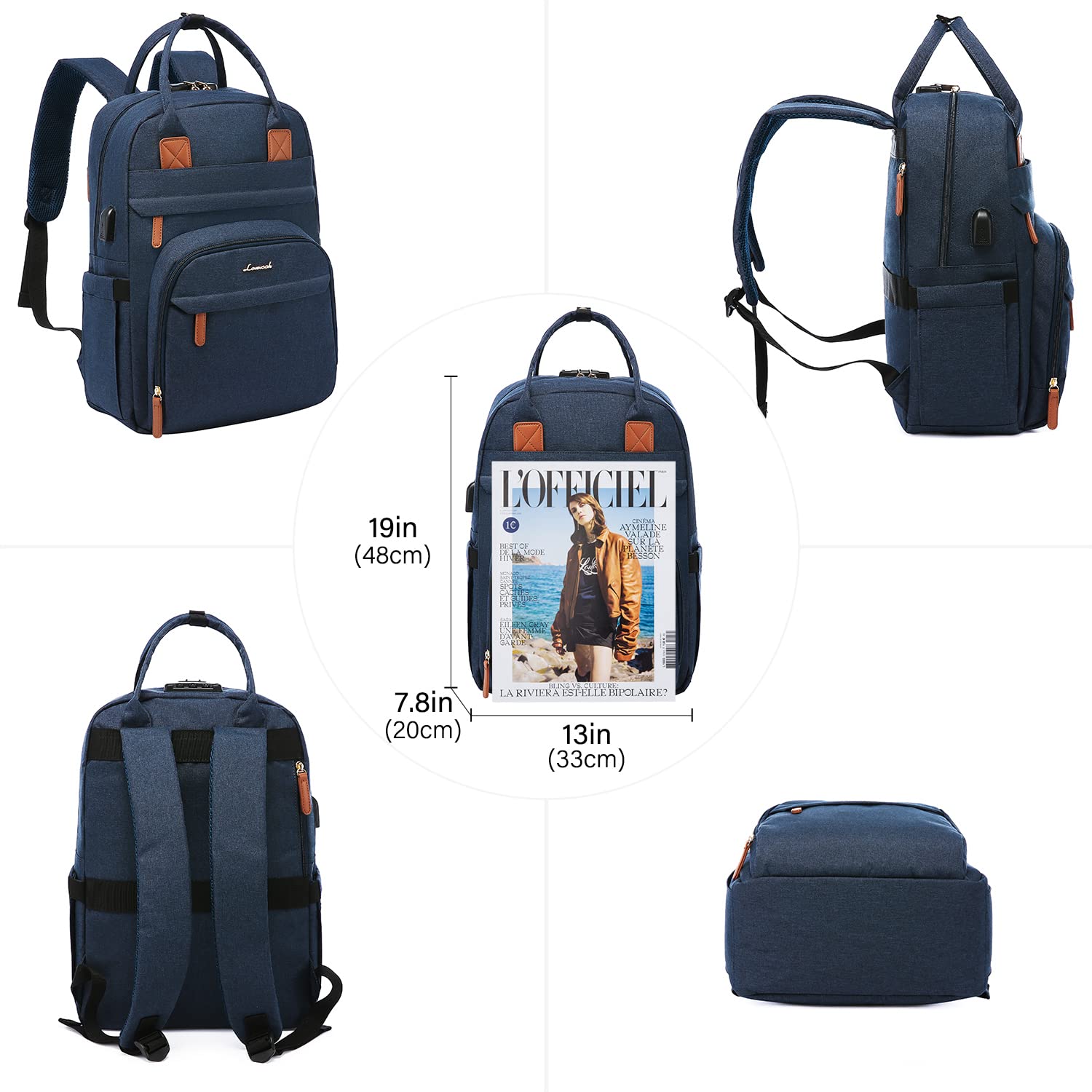 LOVEVOOK Zaino Donna Porta PC Antifurto con Serratura Codificata, 15,6 Pollici Zaino per Laptop Impermeabile Portatile Grande con Porta di Ricarica USB, Zaino per Viaggi Affari Scuola