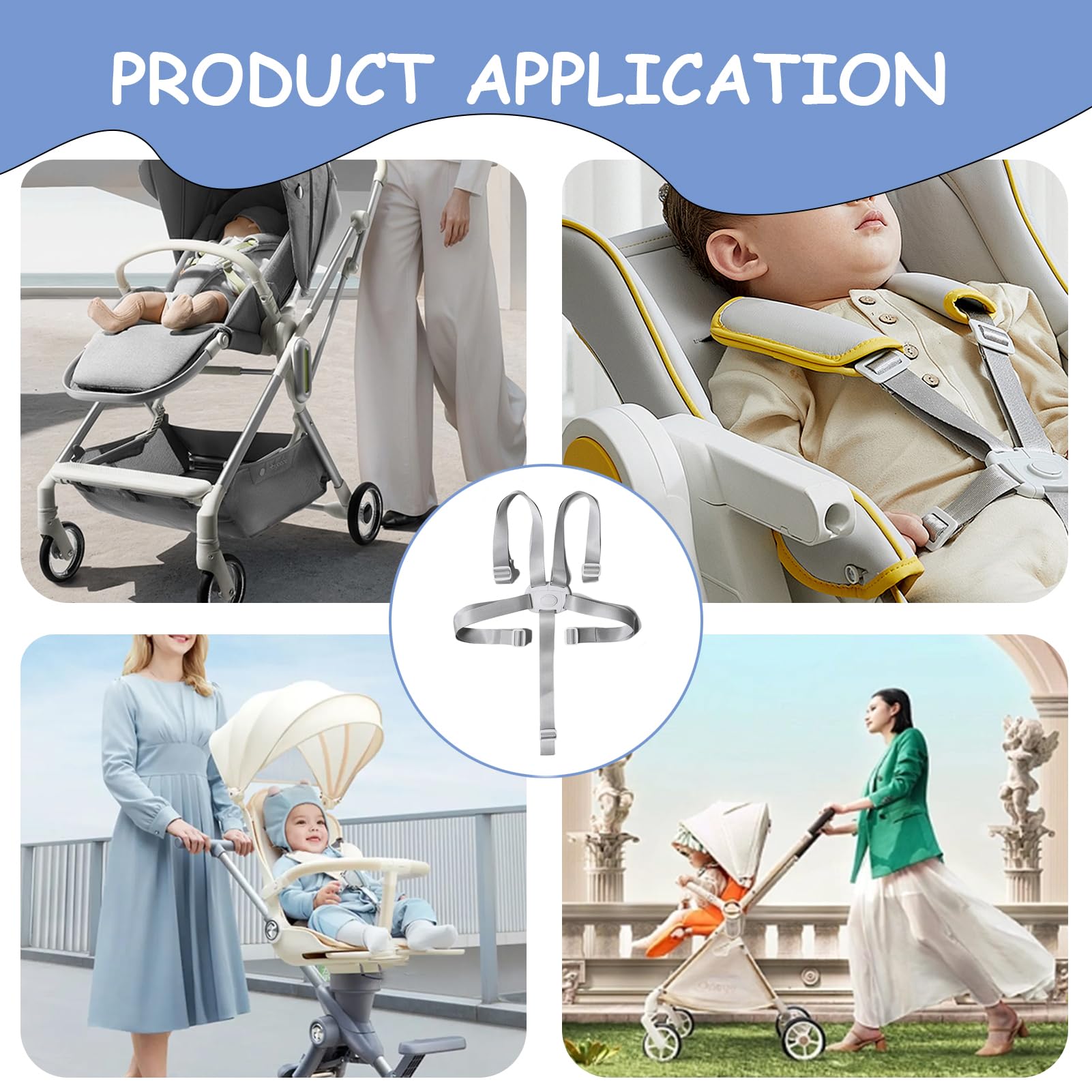 Cintura Di Sicurezza 5 Punti Per Bambini - Regolabile, Per Passeggino, Seggiolone, Auto - Foto 11