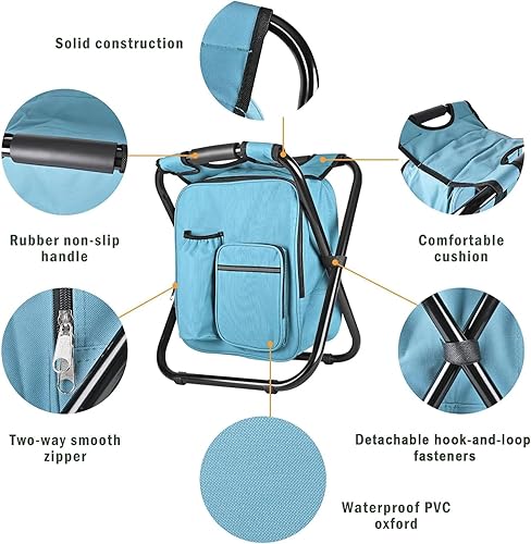 Miniatura 5 de Kikerike - Taburete plegable con mochila, azul celeste