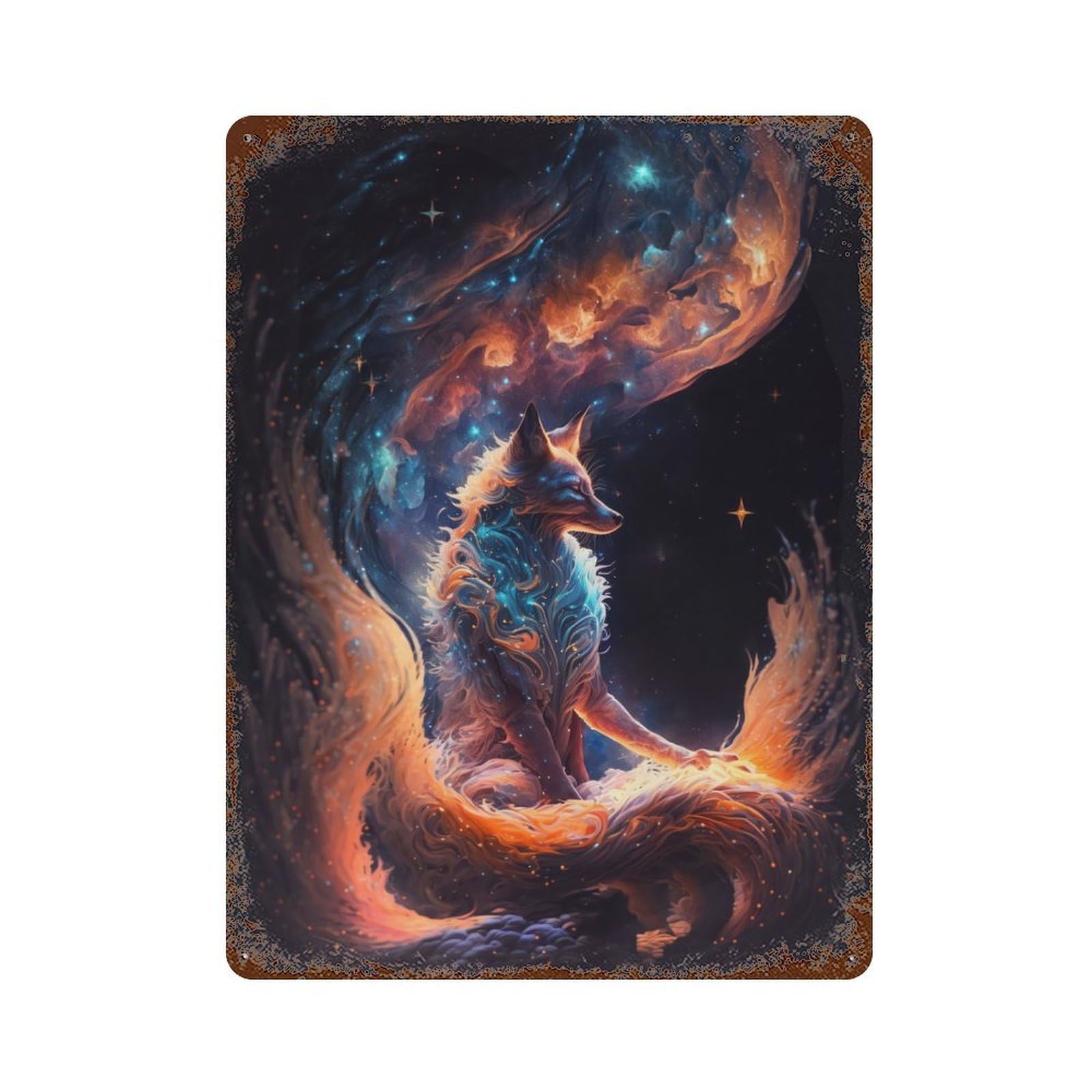 Kurama, A Nine Tailed Fox Decorative Tin Sign 15.7"x11.8", Retro Wall Decor for Living Room, Hallway And Home Decor