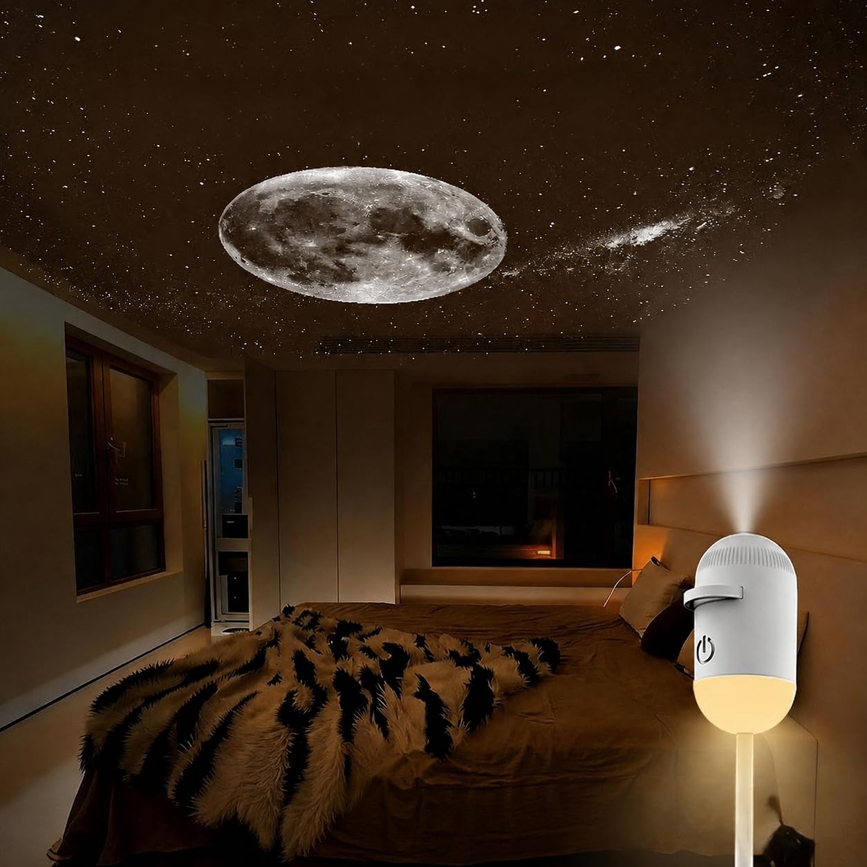 2-in-1-Galaxie-Projektor-Nachtlicht mit 24 verschiebbaren Projektionsfilmen, 360° verstellbarer LED-Galaxie-Nachtlicht-Projektor, USB-betrieben mit flexiblem Schwanenhals und TouchControl