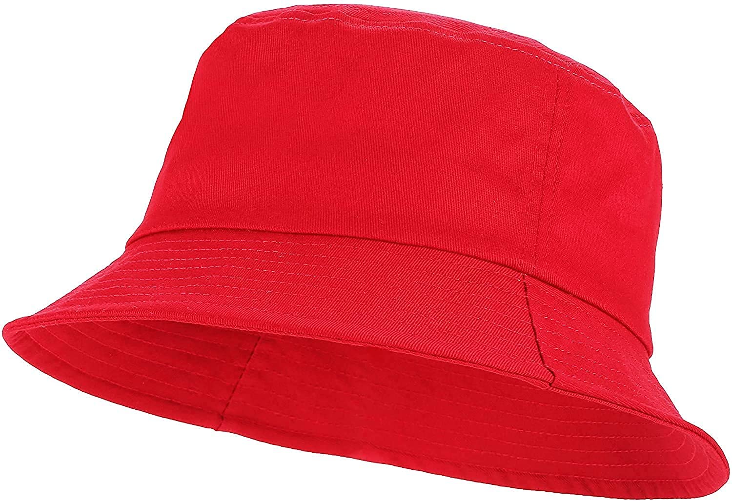 Sun Bucket Hat for Women Cotton Hats Teenagers Girls Wide Brim Floppy Summer Beach Fisherman Caps UPF 50+ UV Packable (Red)-image-1