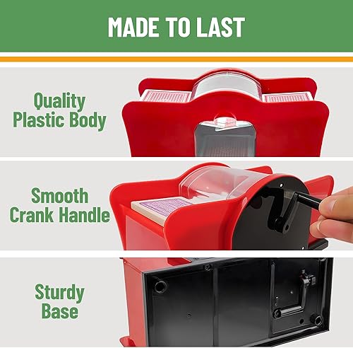 Miniatura 4 de Evelots Juego de cartas Shuffler - Soporte para 2 cartas de cubierta, sistema de manivela fácil, máquina barajadora de cartas, barajadora de cartas