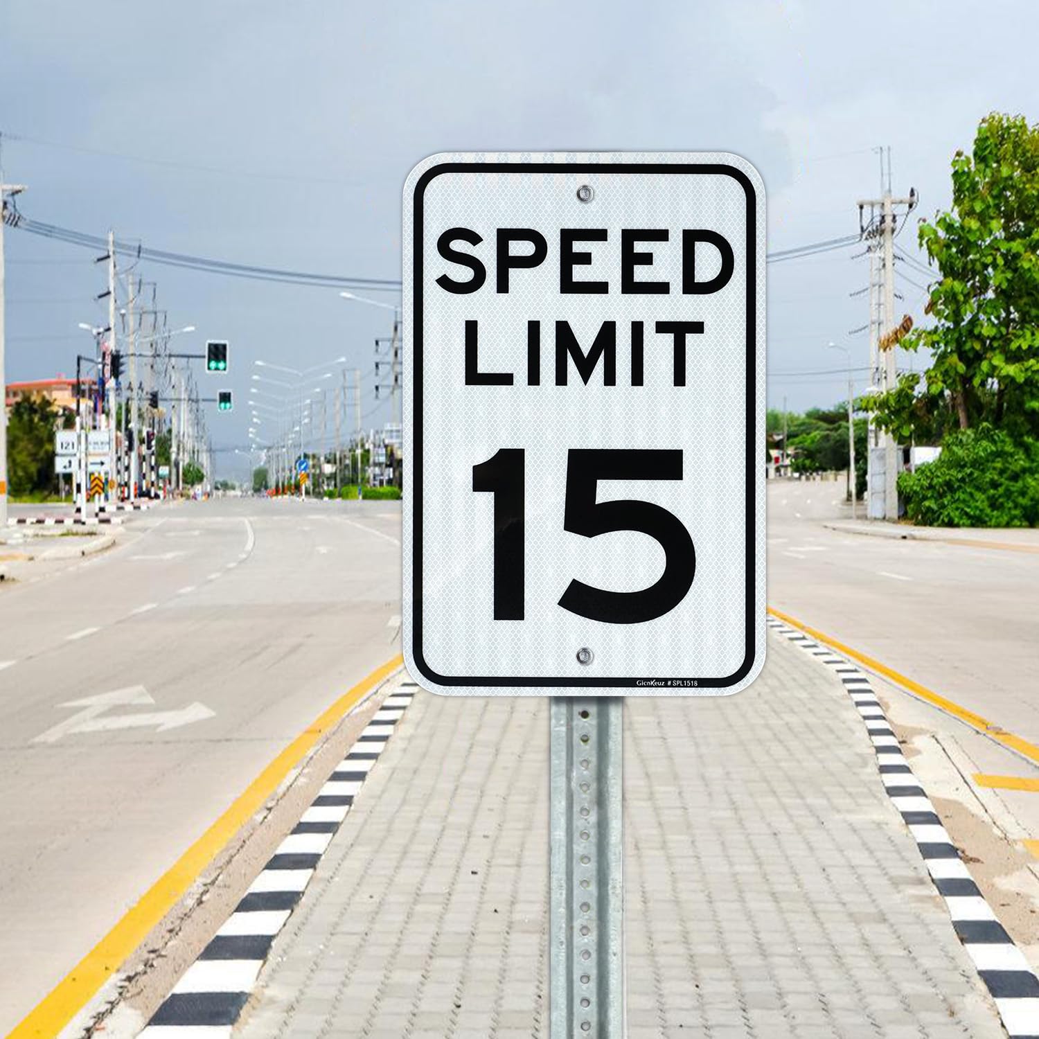 GicnKeuz Speed Limit 15 MPH Sign, 18" x 12" Slow Down Sign, Traffic Engineer Grade Reflective Aluminum, Fade Resistant, 2 Pre-drilled Holes, Outdoor Use (1-Pack) — Amazon image 6