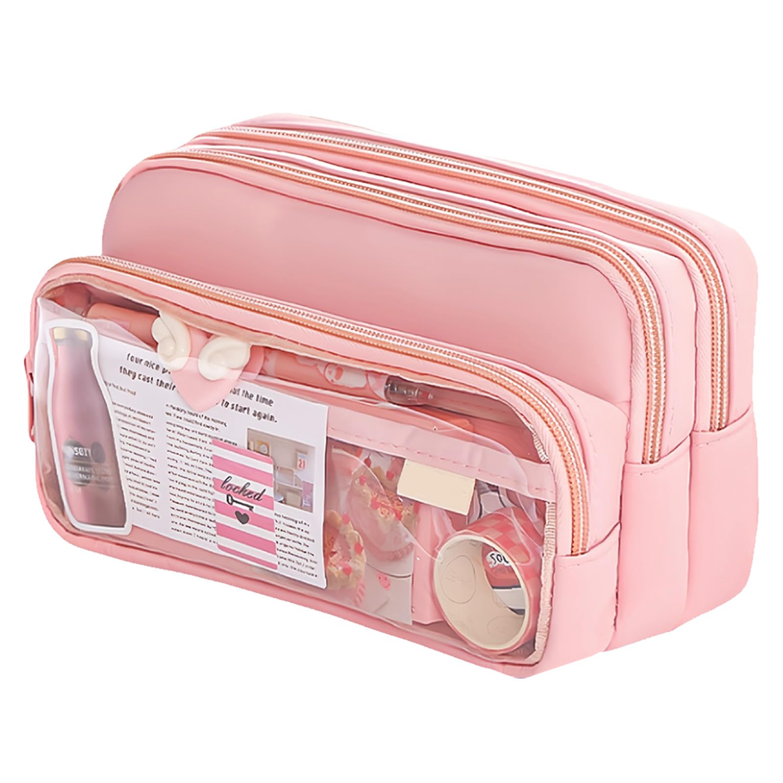 Etui Aesthetic o Dużej Pojemności, Torba na Kosmetyki dla Dziewcząt, Etui Szkolne z 4 Przegródkami, Etui na Pióra dla Biura, Uniwersytetu, Szkoły dla Nastolatków, Prezent