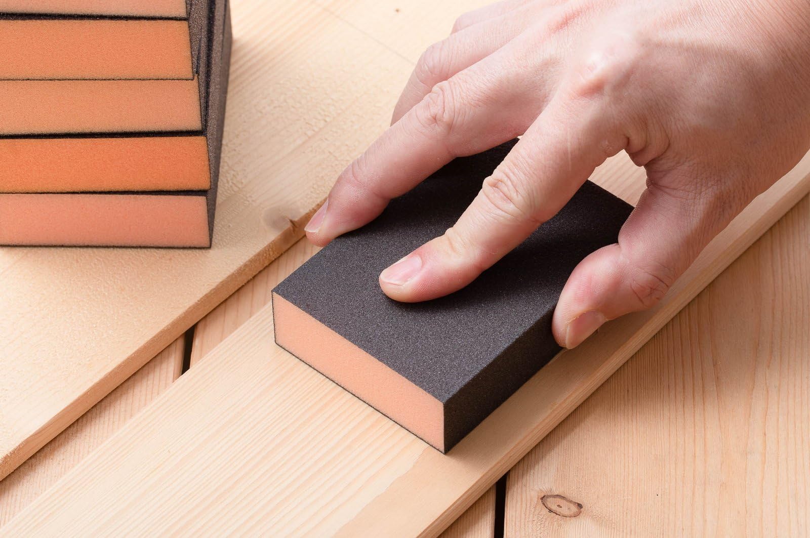 YoiYee Sponge Sanding Blocks 3-Pack (P100/P150/P220), Medium to Very Fine Grit for Wood Metal & Plastic - Image 4
