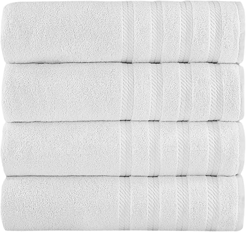 Classic Turkish Towels - Juego de 4 toallas de baño de lujo de 27 x 54 pulgadas, 100% algodón turco, ultra suaves, de secado rápido y altamente