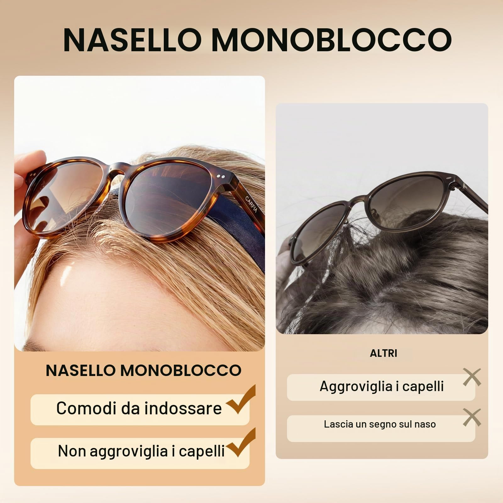 Carfia Occhiali da sole vintage da donna Polarizzati UV400 Protettivi per il viso piccolo Occhiali da sole in acetato CA5286