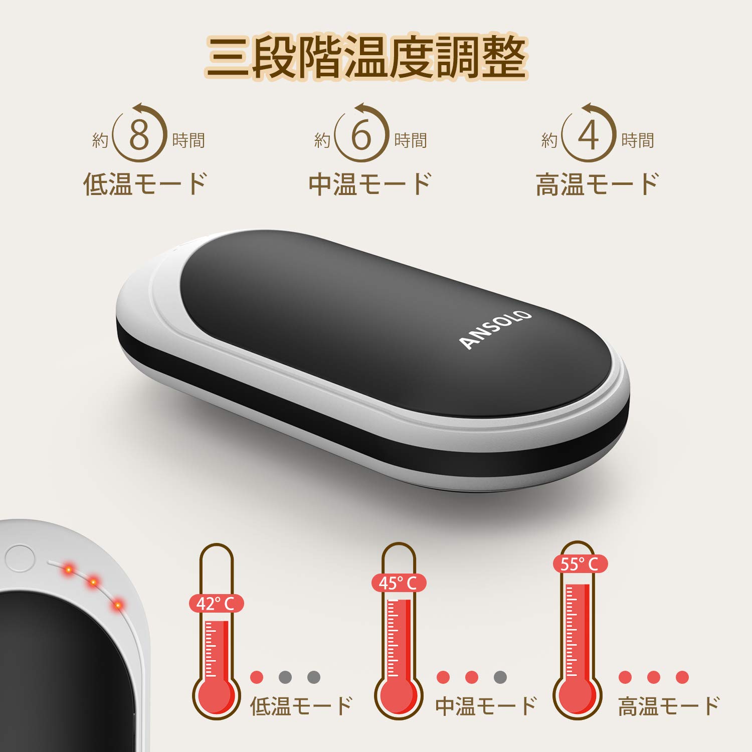 Amazon.co.jp : ANSOLO 充電式カイロ カイロ 電気カイロ 電子カイロ