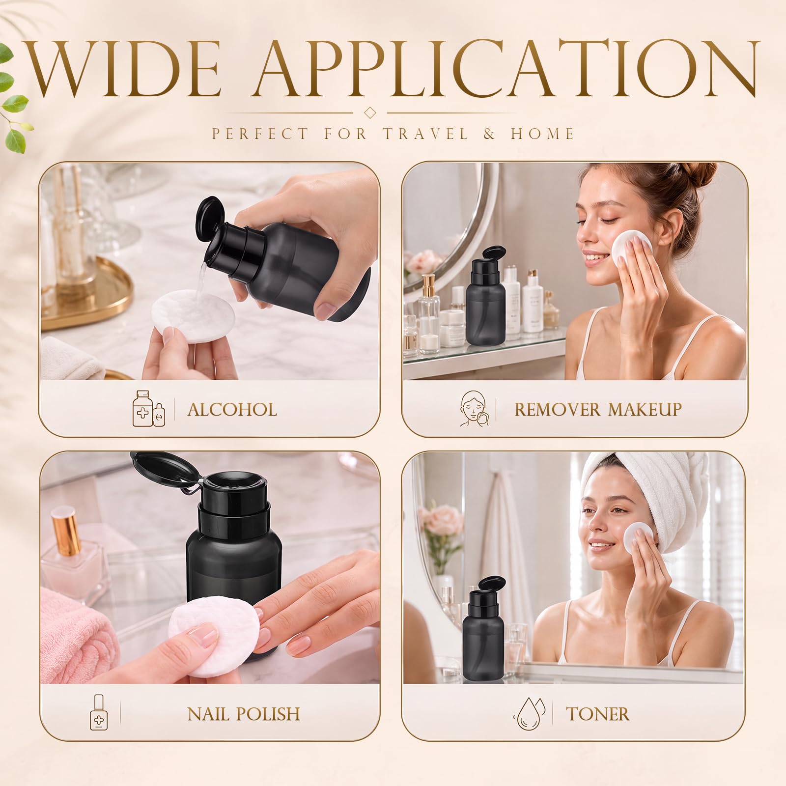Domensi 12 Pack Aceton Pumpspender 241g Leer Push Down Spender Set Wiederverwendbare Kunststoff One-Touch-Flaschen für Nagellack, Make-up-Entferner, Mizellenwasser, Essenz, Dish & Gesichtswasser