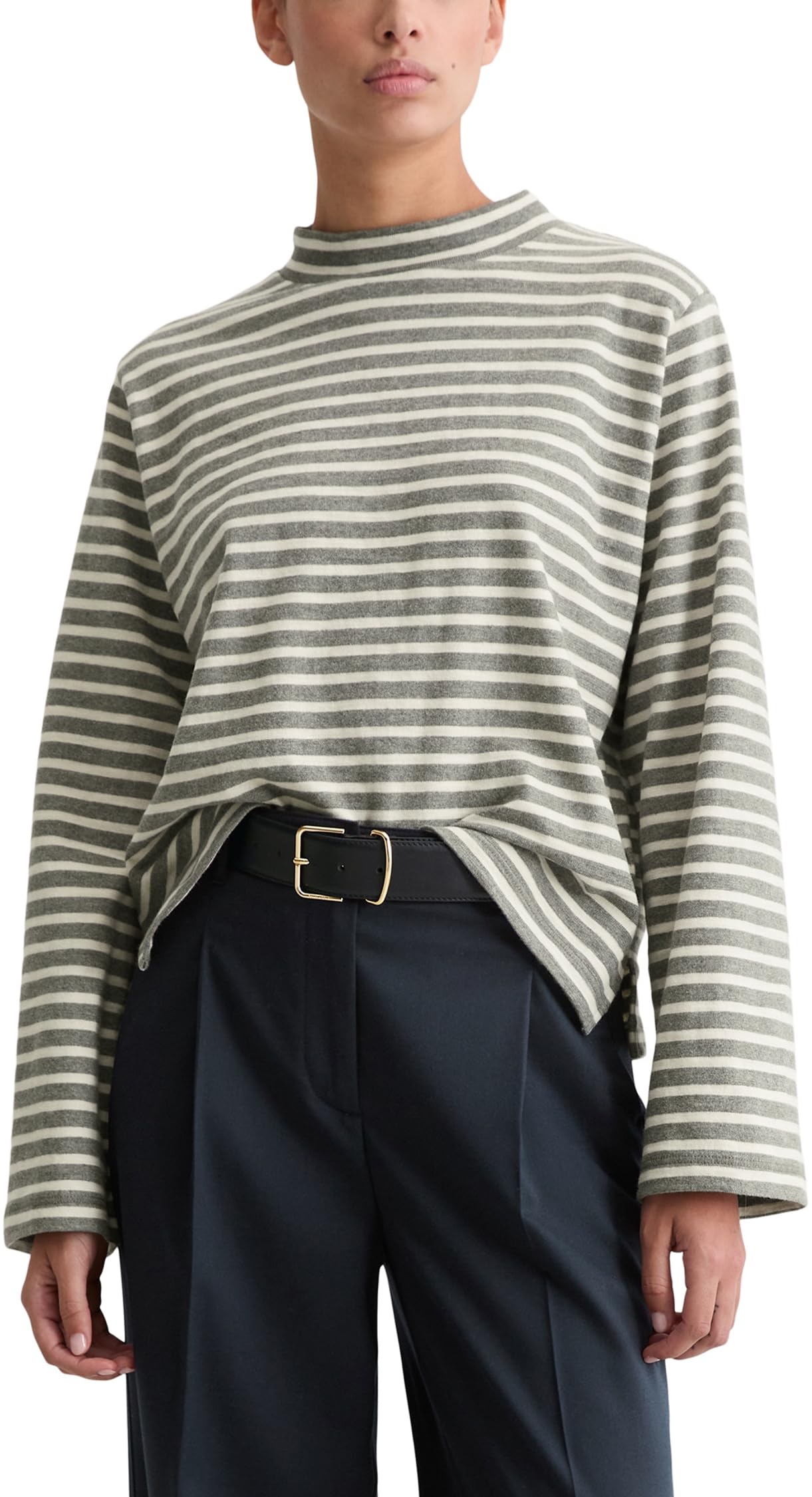 Marc OߴPolo Damen Langarmshirt aus Bio-Baumwolle gestreift