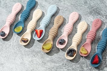 Sperric Baby Spoons - 6+ Months, Self Feeding, BPA Free Teething Spoons, Blue