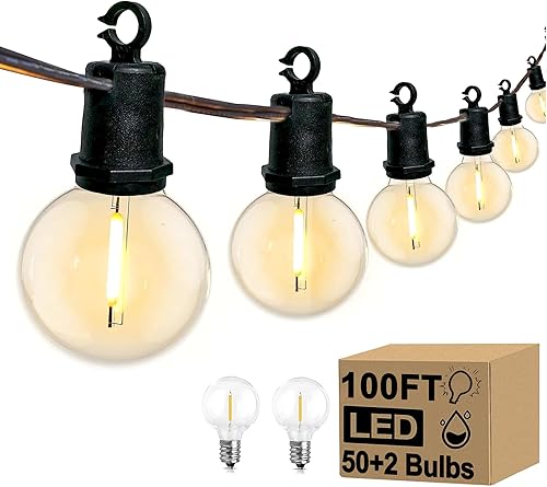 Miniatura 47 de Tira de luces LED G40 de 25 pies para exteriores, impermeables, para patio, con 13 bombillas Edison blancas cálidas inastillables, luz colgante