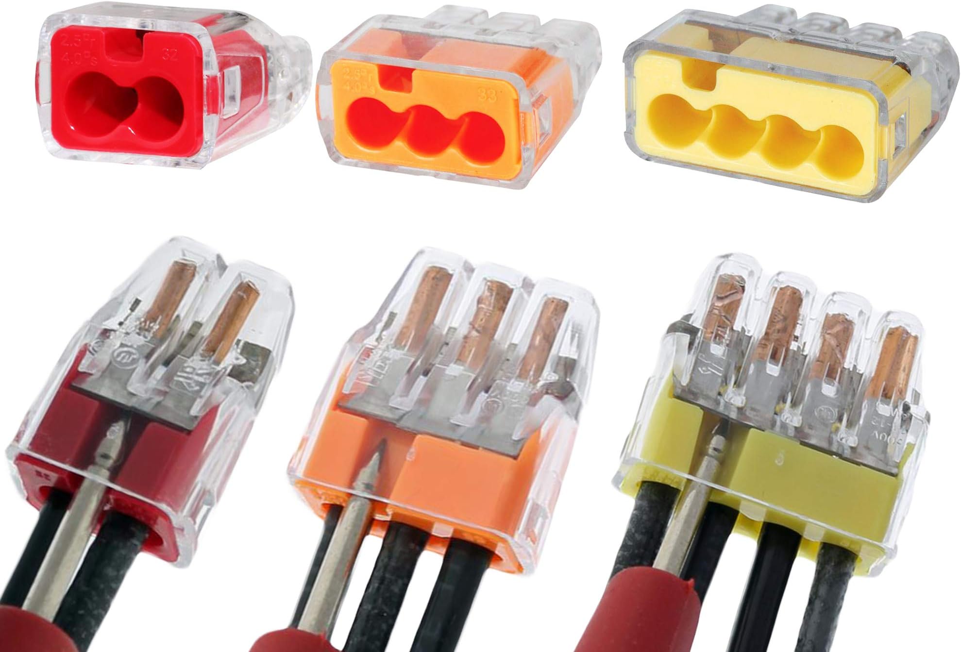 Ideal Electrical 30-1031 in-Sure 2-Port x25, 3-Port x25, 4-Port x25, Push-in Wire Connector (75 Pack)