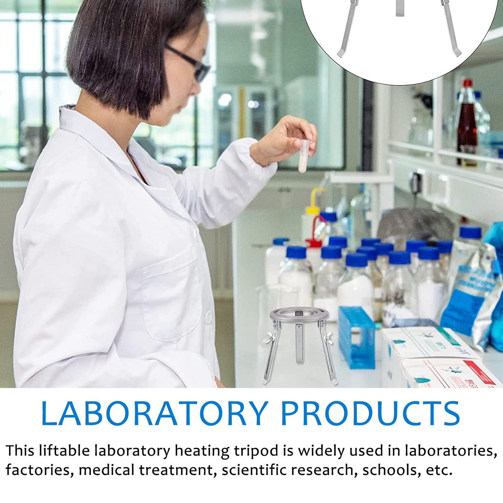 Trípode de mechero Bunsen de Laboratorio, Soporte de trípode Ajustable, aleación de Aluminio/se Puede Subir y Bajar, opción Ideal/para Escuela de experimentos de química