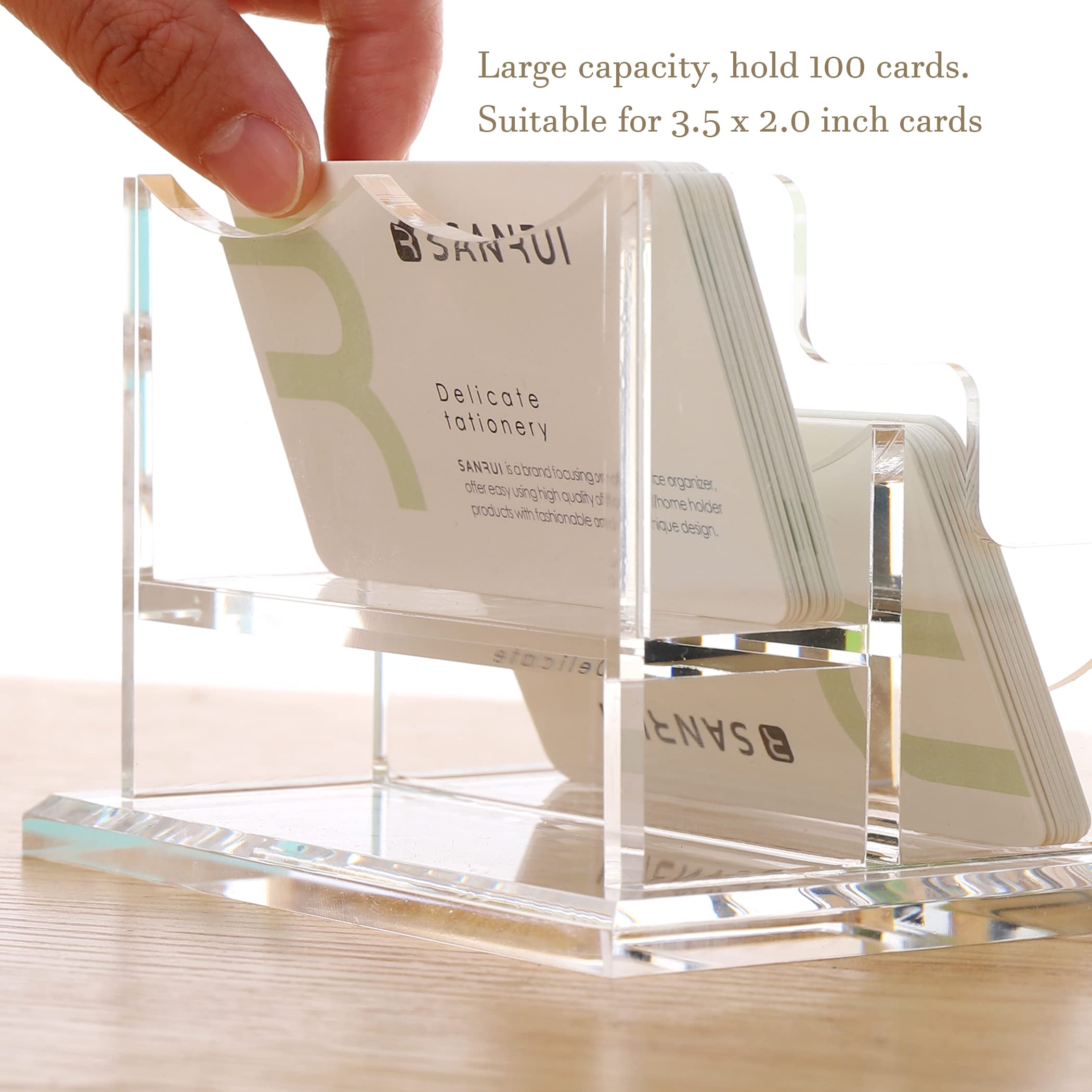 Business Card Holder Stand, 4 Packs Acrylic Clear Plastic Cards Holder