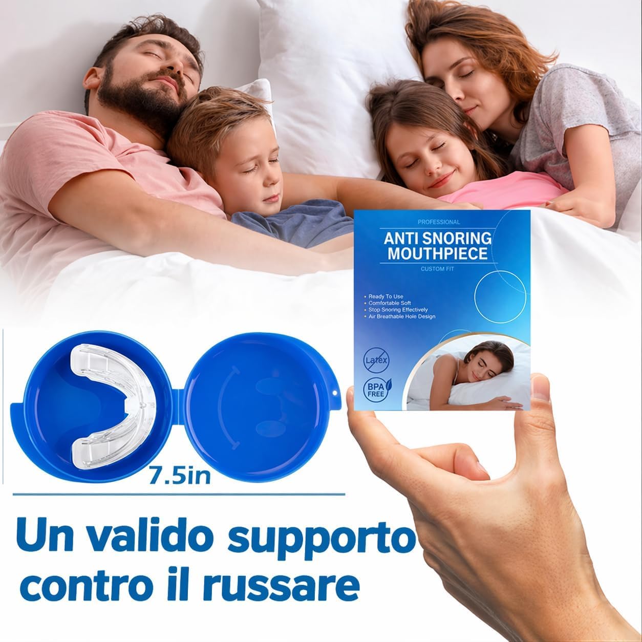 Dispositivo Anti Russamento Notturno, Bite Riutilizzabile Pronto all’Uso - Bite Antirussamento, Design Leggero e Confortevole, Riduci efficacemente il russare, Supporto per un Riposo Più Tranquillo