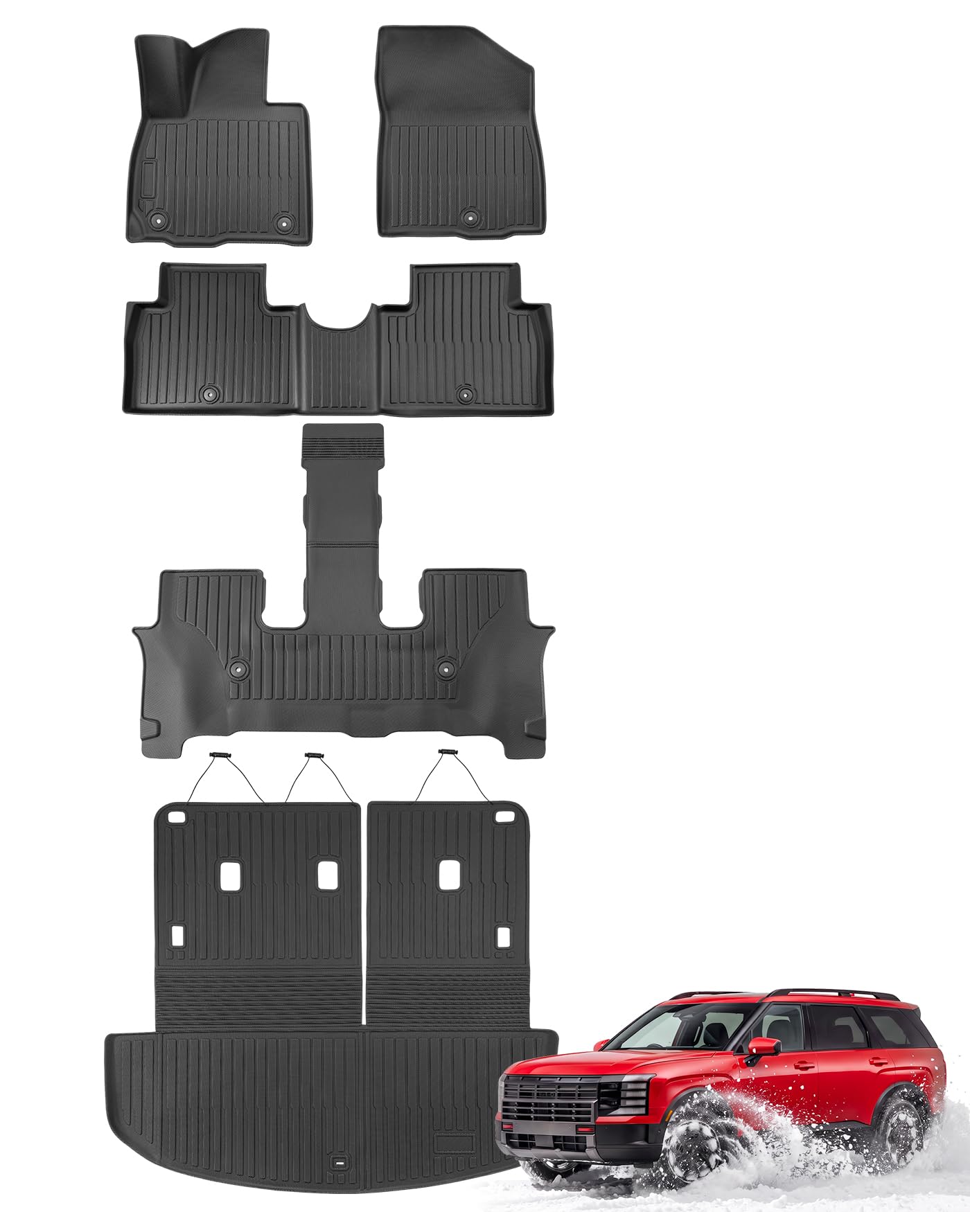 Car Floor Mats for Hyundai Palisade 2026 2027, Gas ONLY, Black