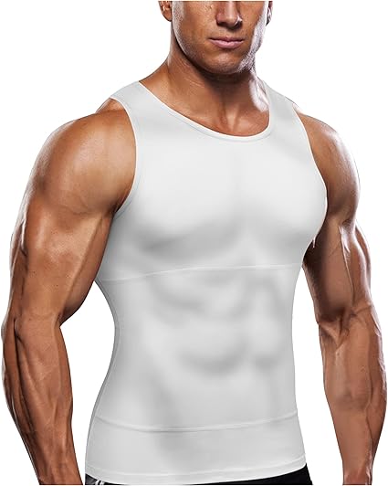 Gotoly Men Compression Shirt Shapewear Slimming Body Shaper Vest Undershirt Tummy Control Tank Top