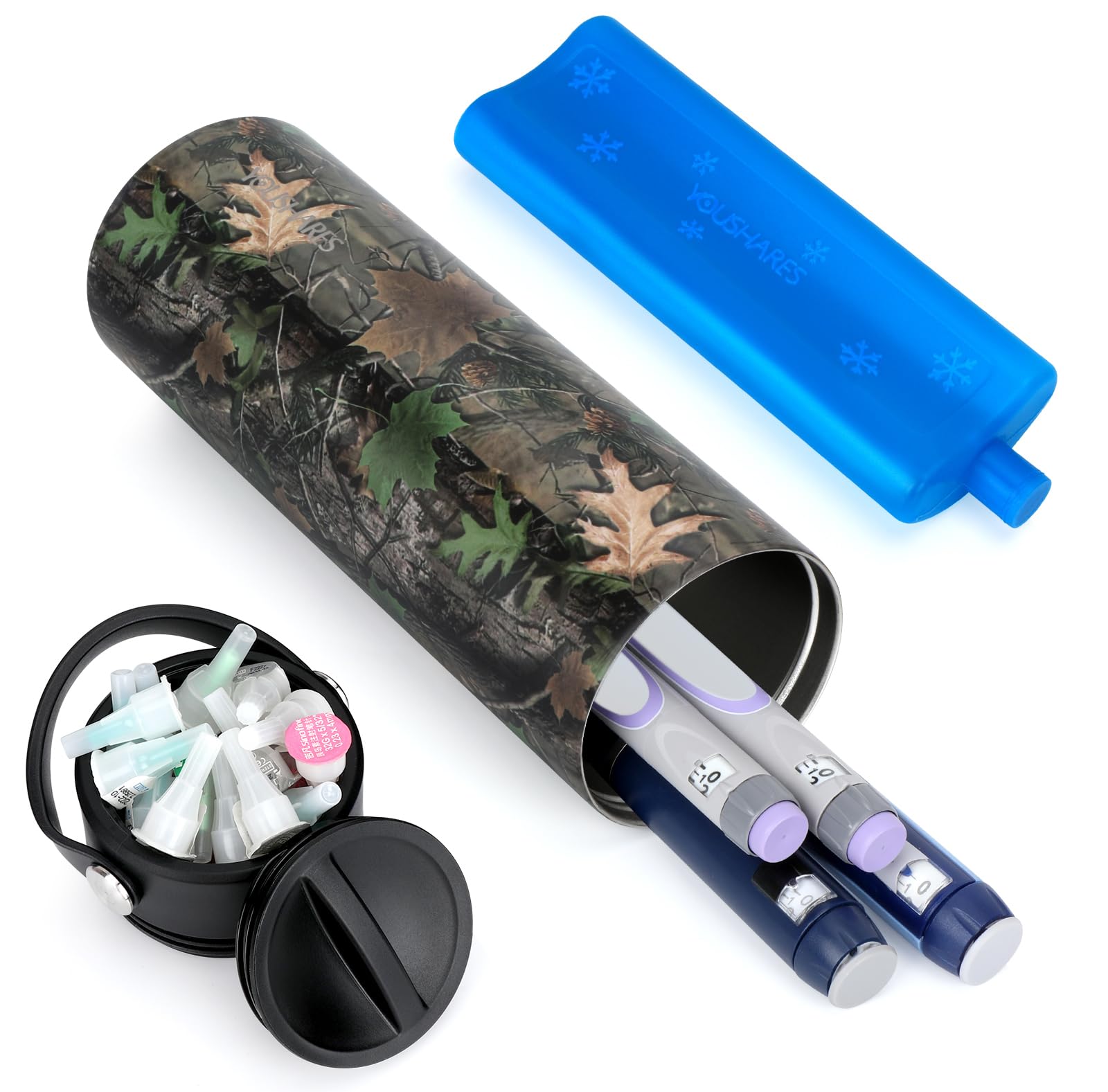 YOUSHARES Insulin Cooler Travel Case - 48H Non-Electric Cooling Bottle with TSA Approved Ice Pack, Diabetic Medication Pen Vials Refrigerator, Medical Carry Case Portable for 1–5 EpiPens