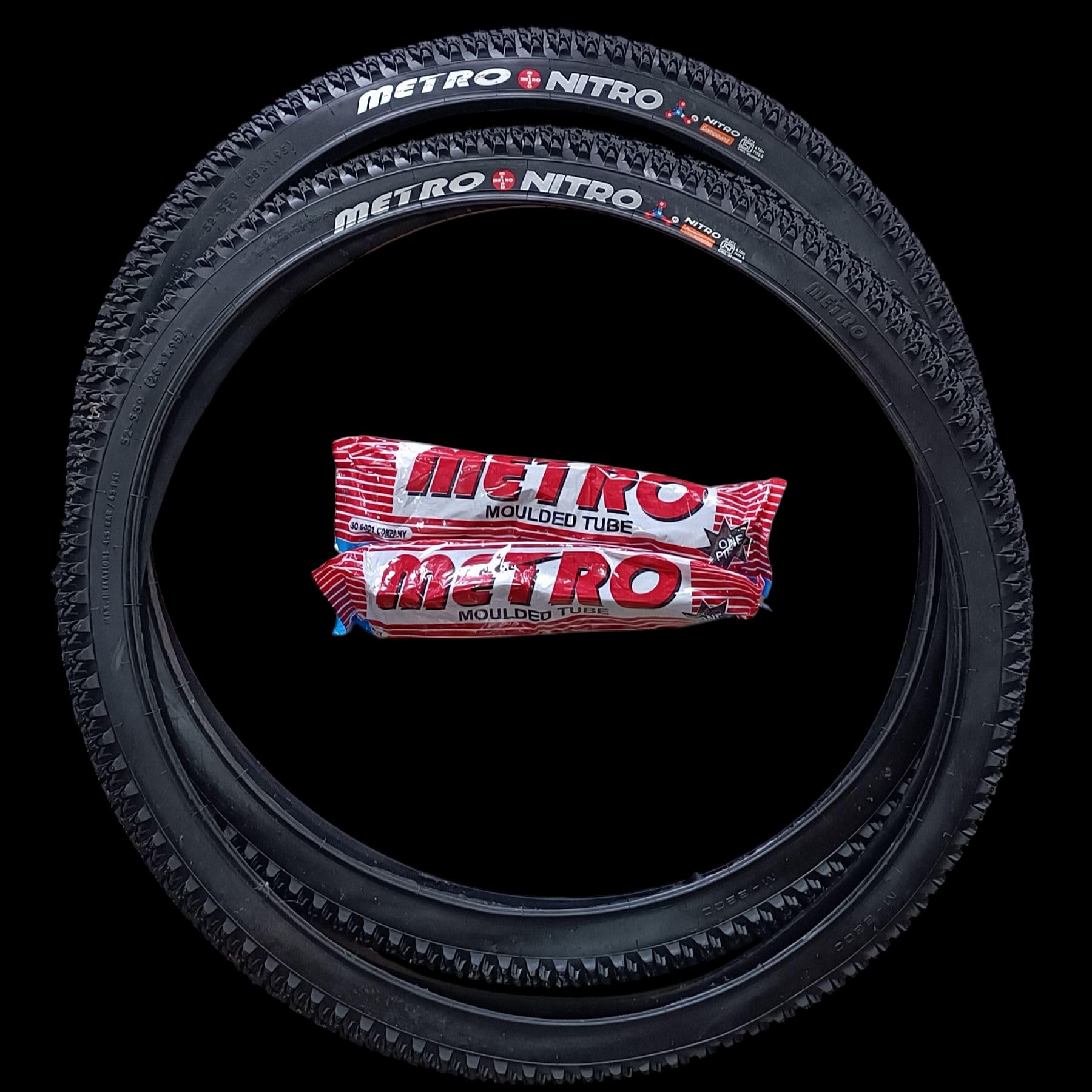 Metro Bicycle Tyre and Inner Tube Set, 26x1.95-inch, Black, Pack of 2-image-37