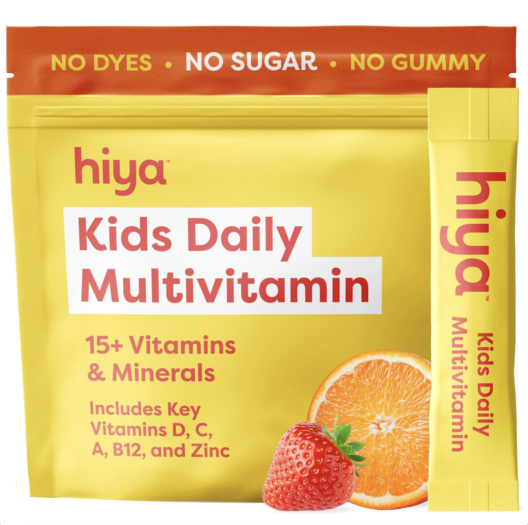 Hiya Kids Multivitamin – 15+ Essential Vitamins & Minerals with Fruits & Veggies for Ages 2+, Supports Growth, Development & Immune, 0g Sugar – 20