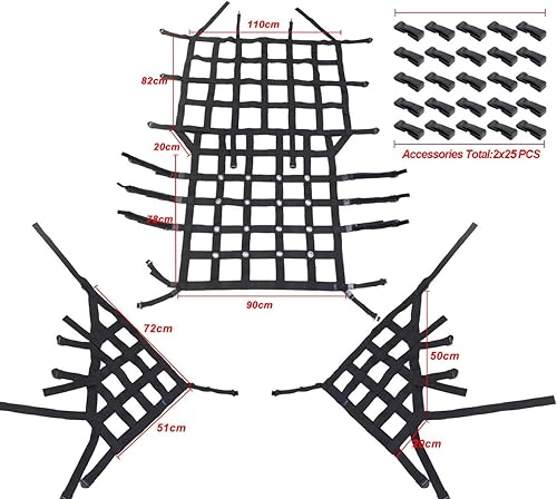 Miniatura 6 de MFC Nuevo sistema de red de retención de carga negra compatible con Jeep Wrangler JK 2007-2018 de 4 puertas