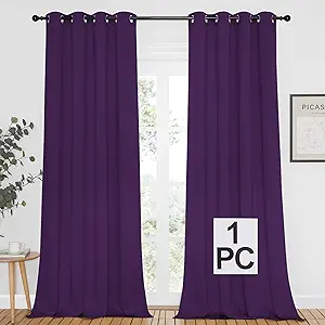 NICETOWN Blackout Window Curtain Panel - (Deep Purple Color) Home Fashion Thermal Insulated Room Darkening Drapery for Bedroom, 52W x 95L, Sold Individually