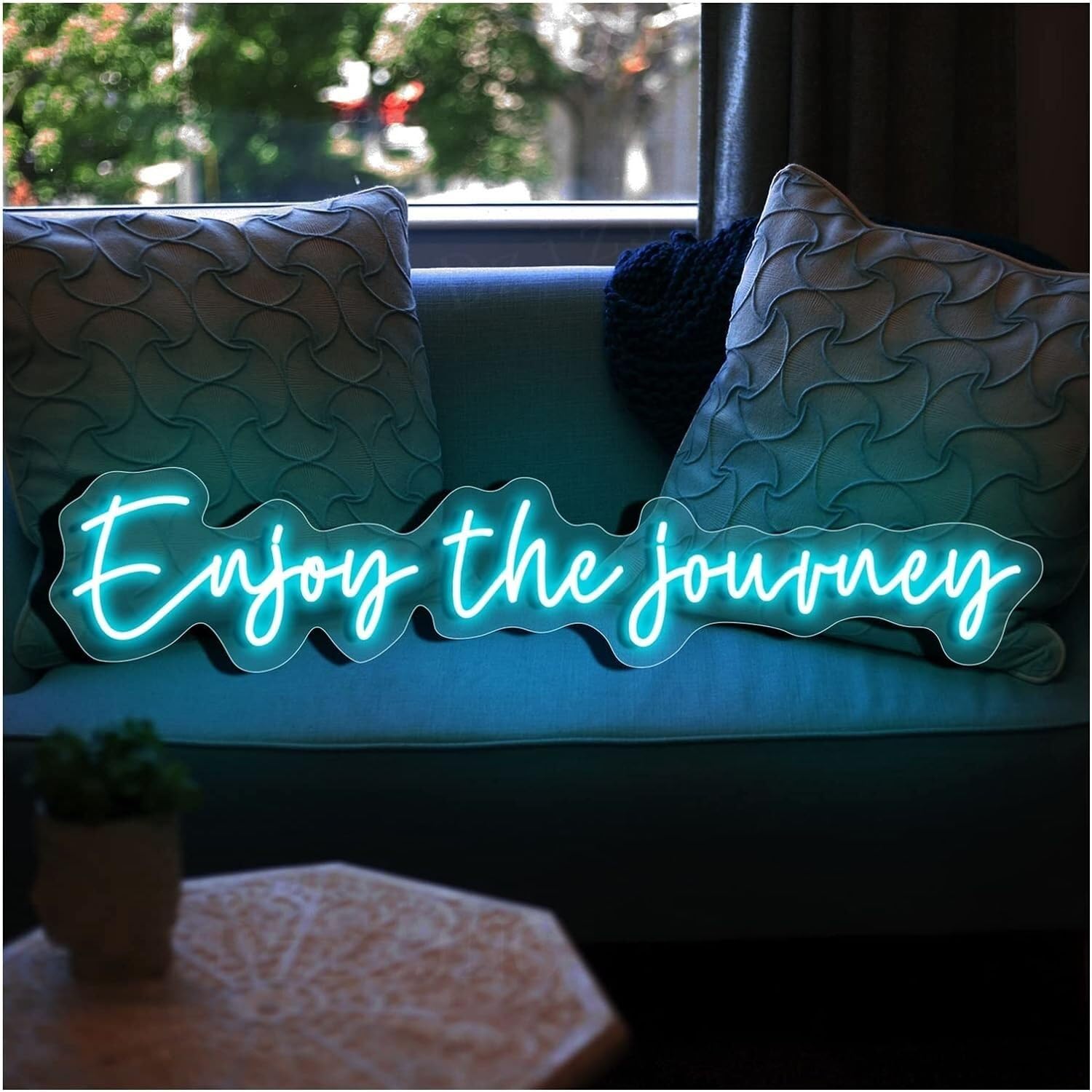 WaiDXn Handmade LED Neon Sign For Bar Decoration Home Room Shop Wall Decoration (colour: Ice Blue, Size: 89x19cm (35x7.4in))