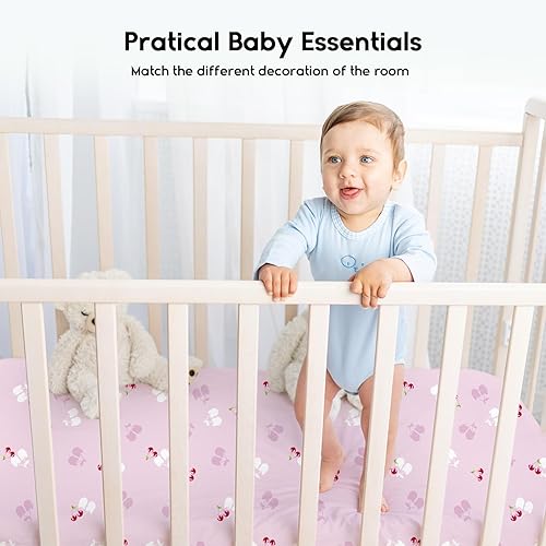 Miniatura 95 de Yoofoss Sábanas para cuna de bebé para niños y niñas, paquete de 2 sábanas bajeras para cuna estándar y colchón de niño pequeño, sábana de Panda