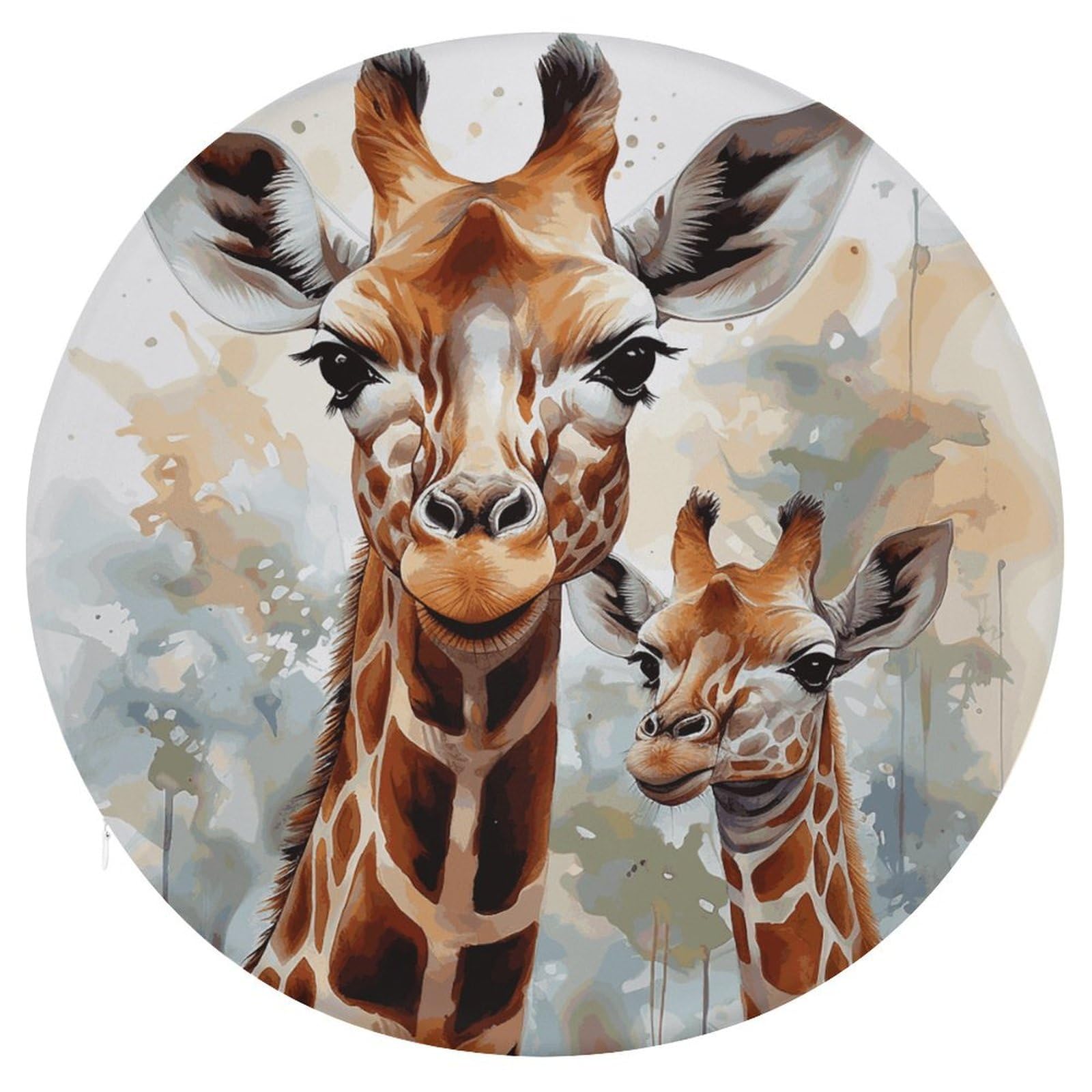 FekiLoot Watercolor Deer Giraffe Seat Cushion Comfort Memory Foam Seat Cushion Chair Pad Soft Round Stool Cushion Chair Cushion Removable Washable Cover for Home Office Outdoor Bistro 15.35 Inch