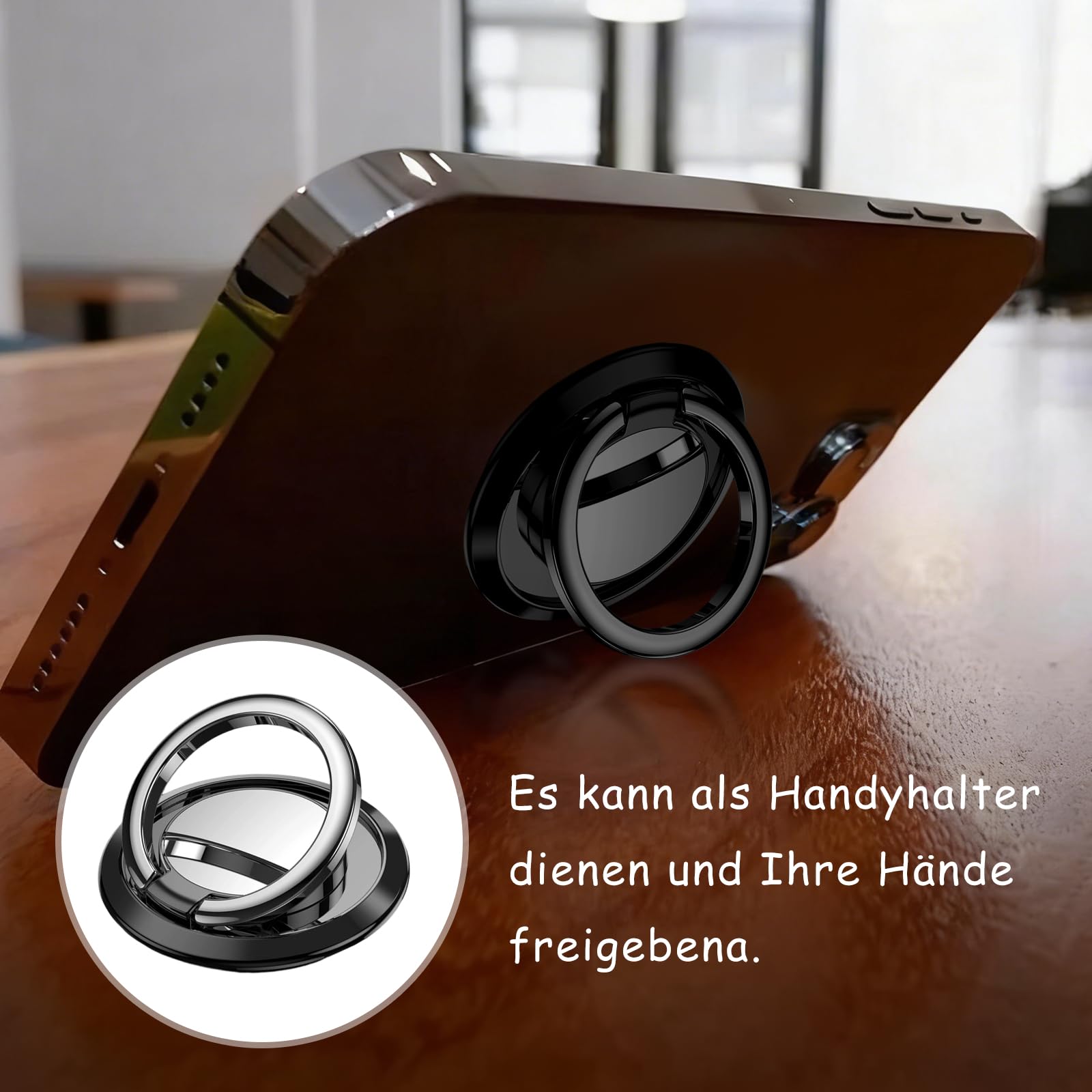 6 supporti ad anello per cellulare (3 colori: 2 pezzi), girevole a 360° e apribile a 180°, ultra sottile senza magnete, impugnatura universale e supporto
