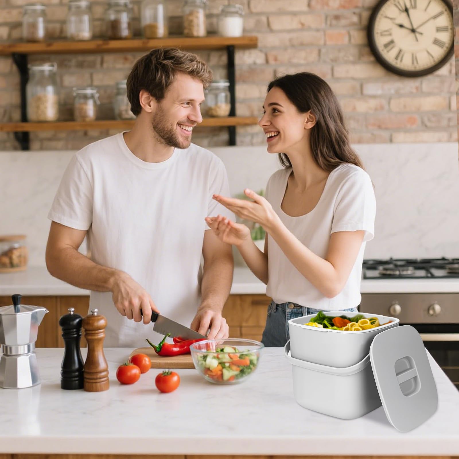 Pattumiera Biologica da Cucina,Bidone per Compost da Cucina,Piccolo Contenitore per Rifiuti con Coperchio,Pattumiera Umido,Lavabile in Lavastoviglie,Cestino per La Spazzatura