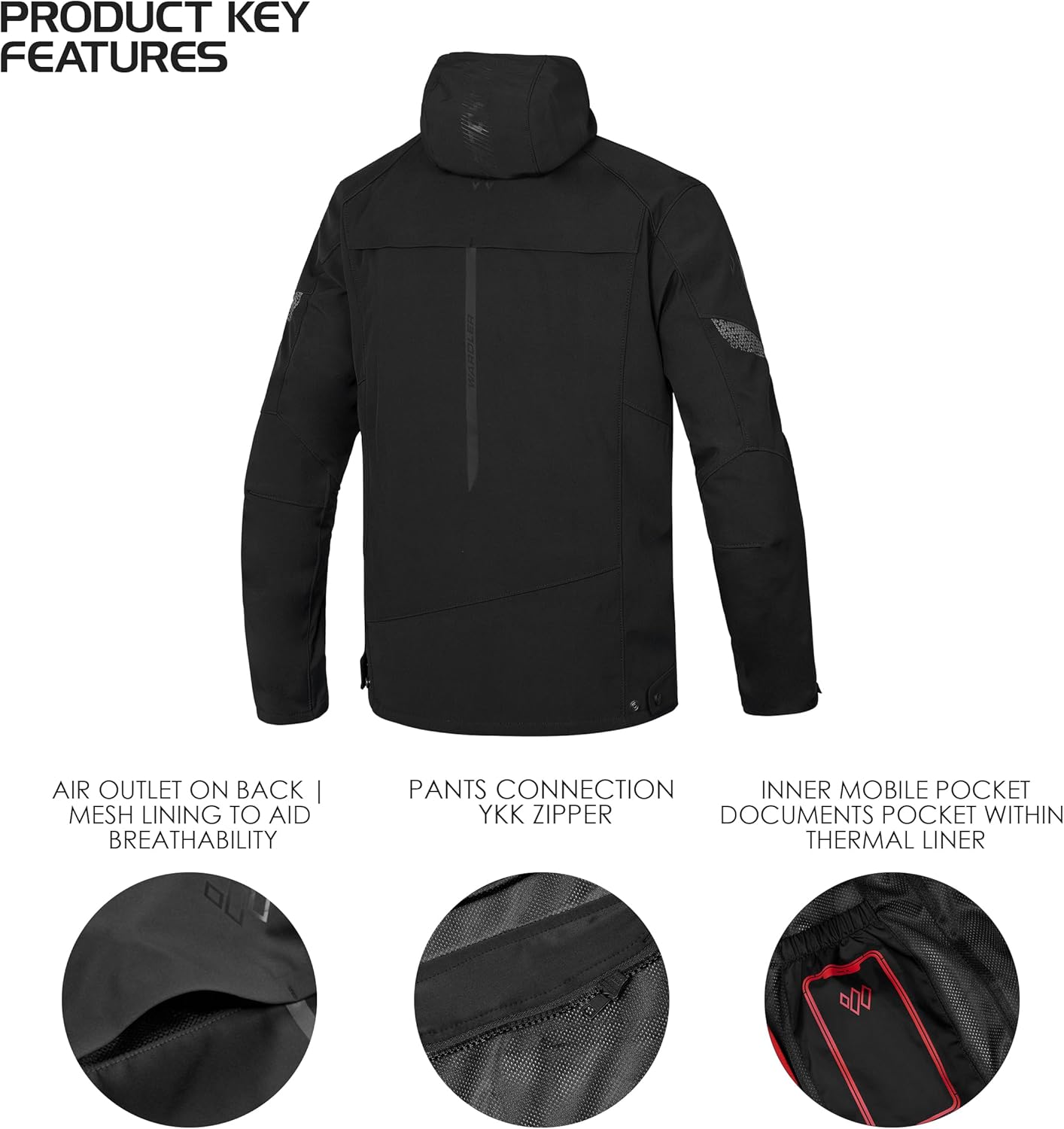 Motorcycle Jacket Men, Riding Jacket, Hoodie, Lightweight, Breathable, CE Level 1 Armor, HI VIS