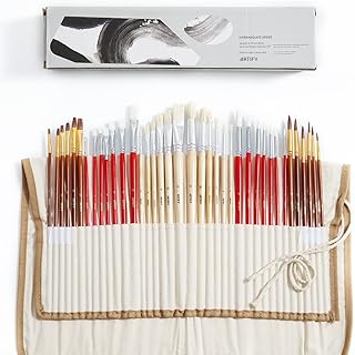 ARTIFY 38 Pieces Paint Brushes, Intermediate Series, Hog Bristle, Horse Hair and Nylon Hairs Art Set Includes a Carrying C...