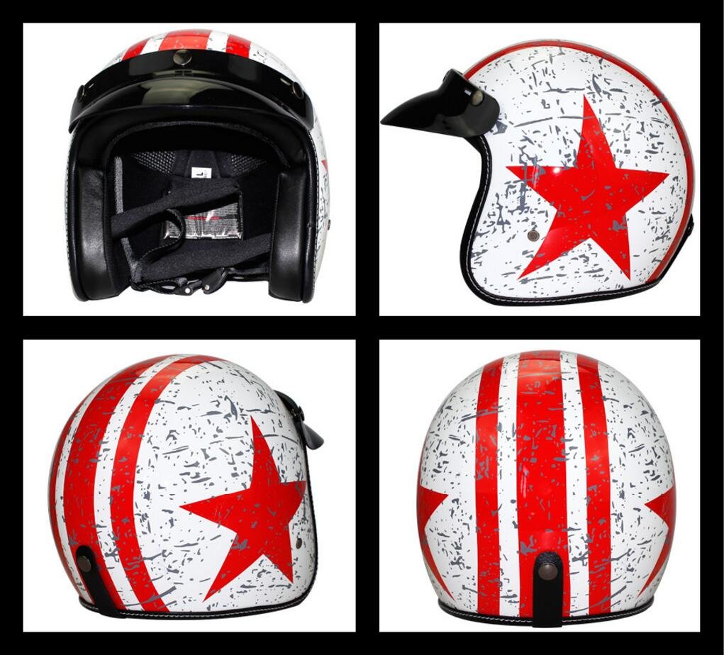 Woljay 3/4 Open Face helmet, Motorcycle Helmet Flat with