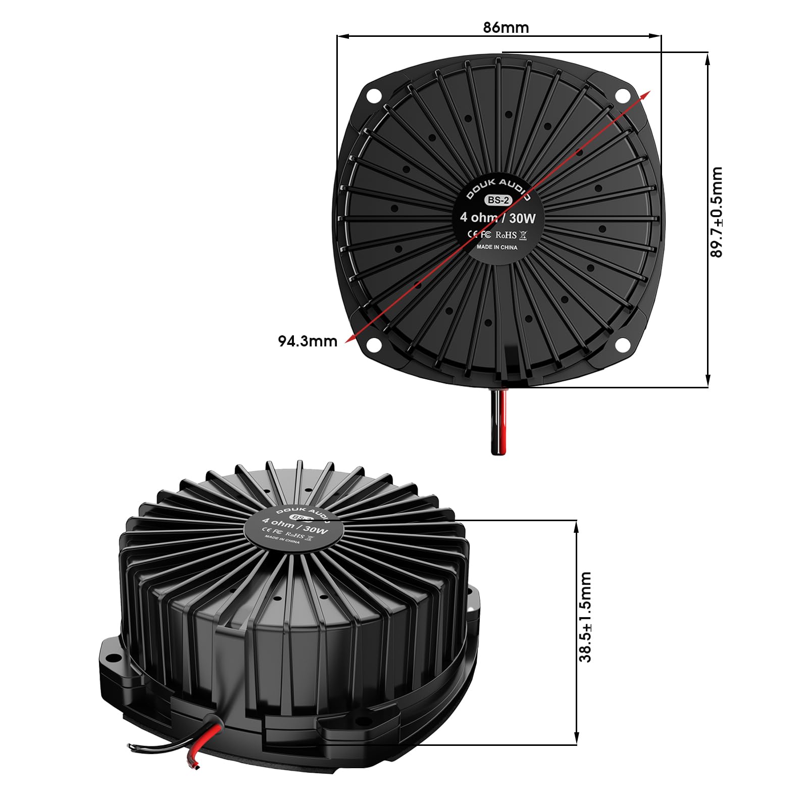 Douk Audio BS-2 Bass Shaker: 30 W Taktiler Wandler – Subwoofer-Tieftöner für Heimkino, Car-Audio und Vibrationserlebnisse im Gaming-Sessel