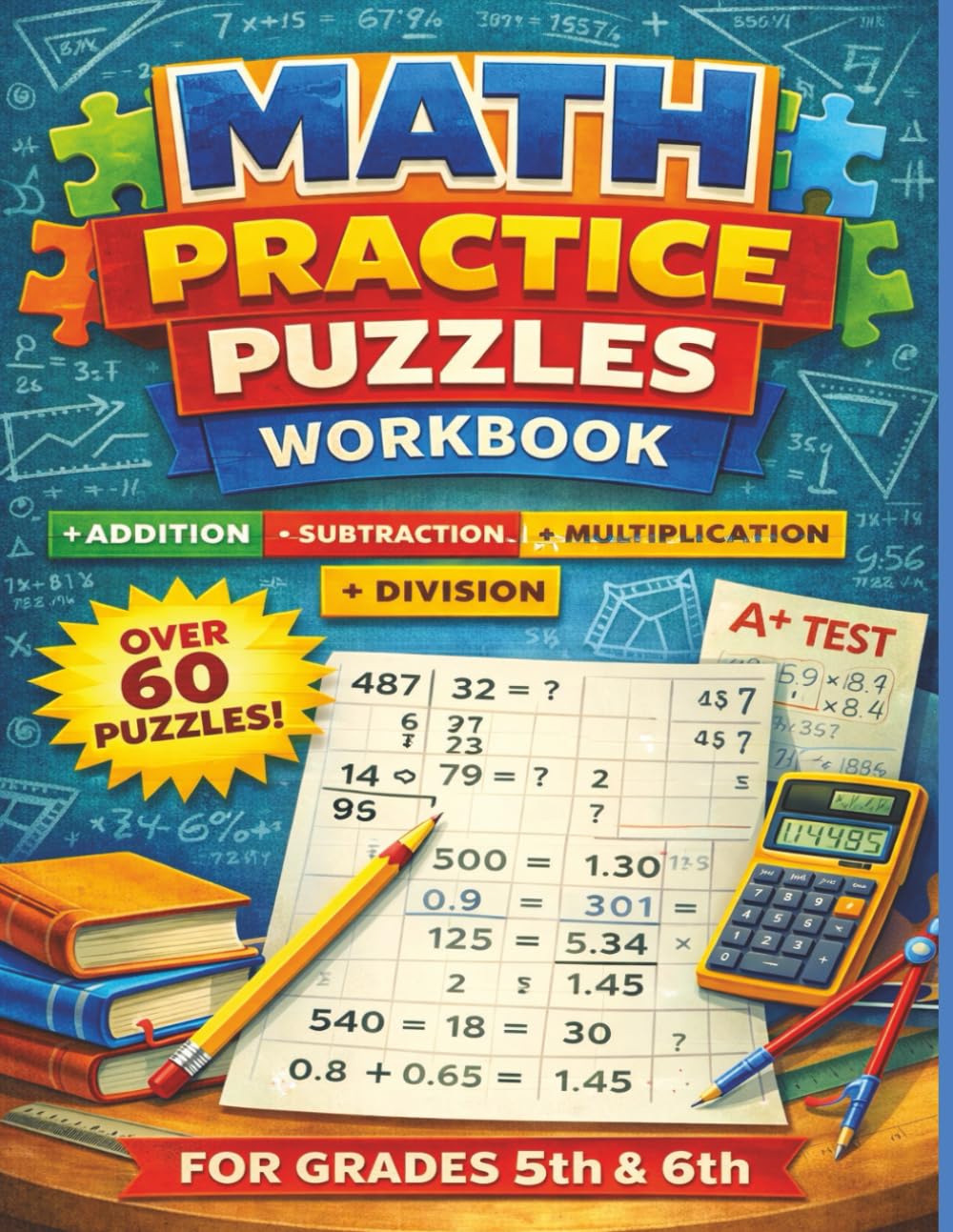 Math Mastery Workbook for Grades 5–6: 60+ Challenging Practice Puzzles for Addition, Subtraction, Multiplication & Division to Build Speed, Accuracy, and Confidence