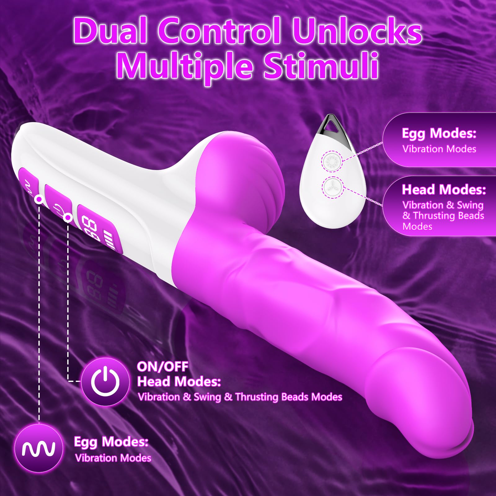 HIVEFUN Vibratoreper Donna Professionale, Vibratore Sex Toys con 7 Modalità Oscillazione Modalità Vibrazione y Modalità Perle Mobili, Sexytoysys Donna Vibratoreper Donna Punto G Squirting Sex Toy