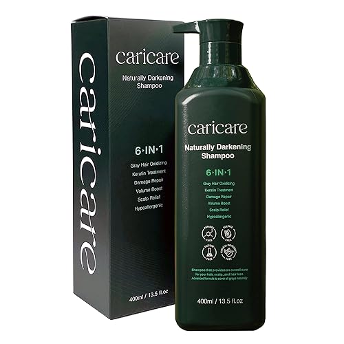 Miniatura 1 de CARICARE Naturalmente Gray Reduce Champú oscurecimiento de cabello gris tratamiento de queratina reparación de daños aumento de volumen alivio del