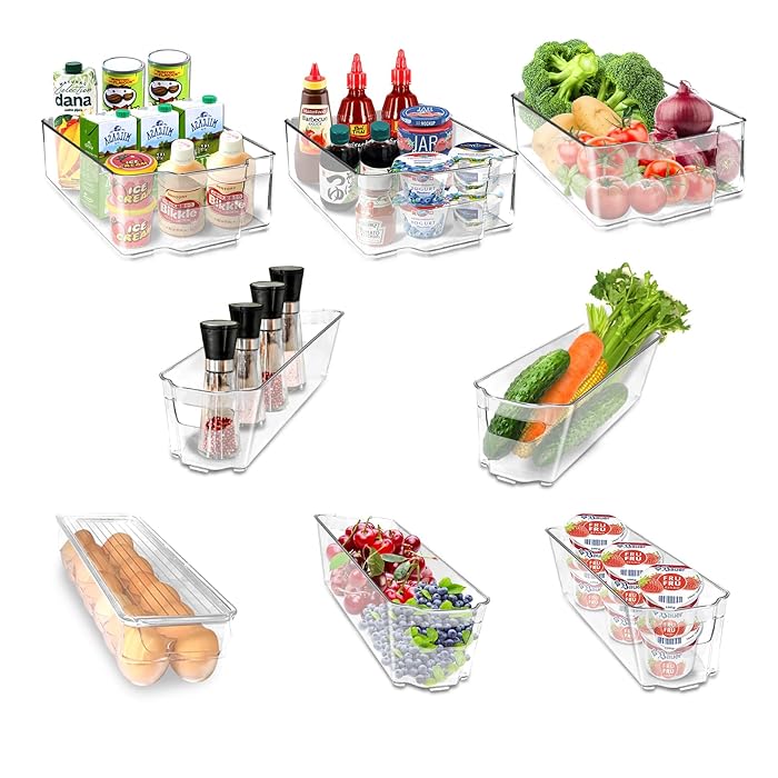 Buy Favbal Set of 8 Clear Pantry Organizers Plastic Refrigerator Bins