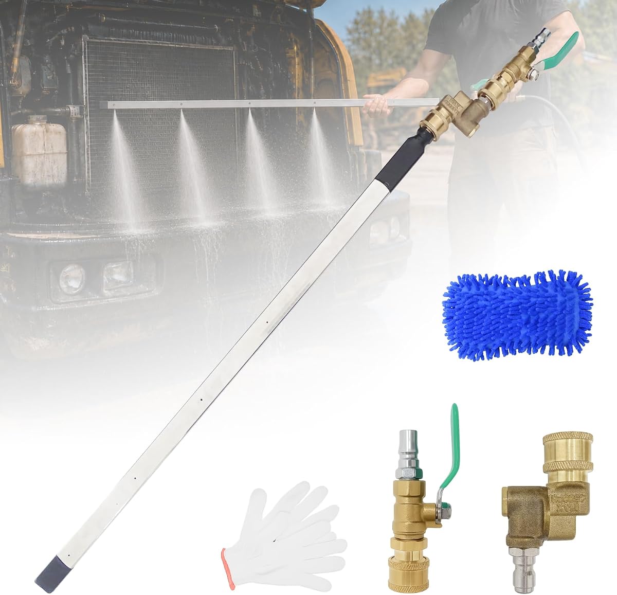 Varita de limpieza de radiador, herramienta limpiadora de aletas de radiador de coche con función de descarga de aire y agua, varita de limpieza de bobina de CA para radiadores automáticos, condensadores y bobinas HVAC, accesorio de limpieza de compresor de aire