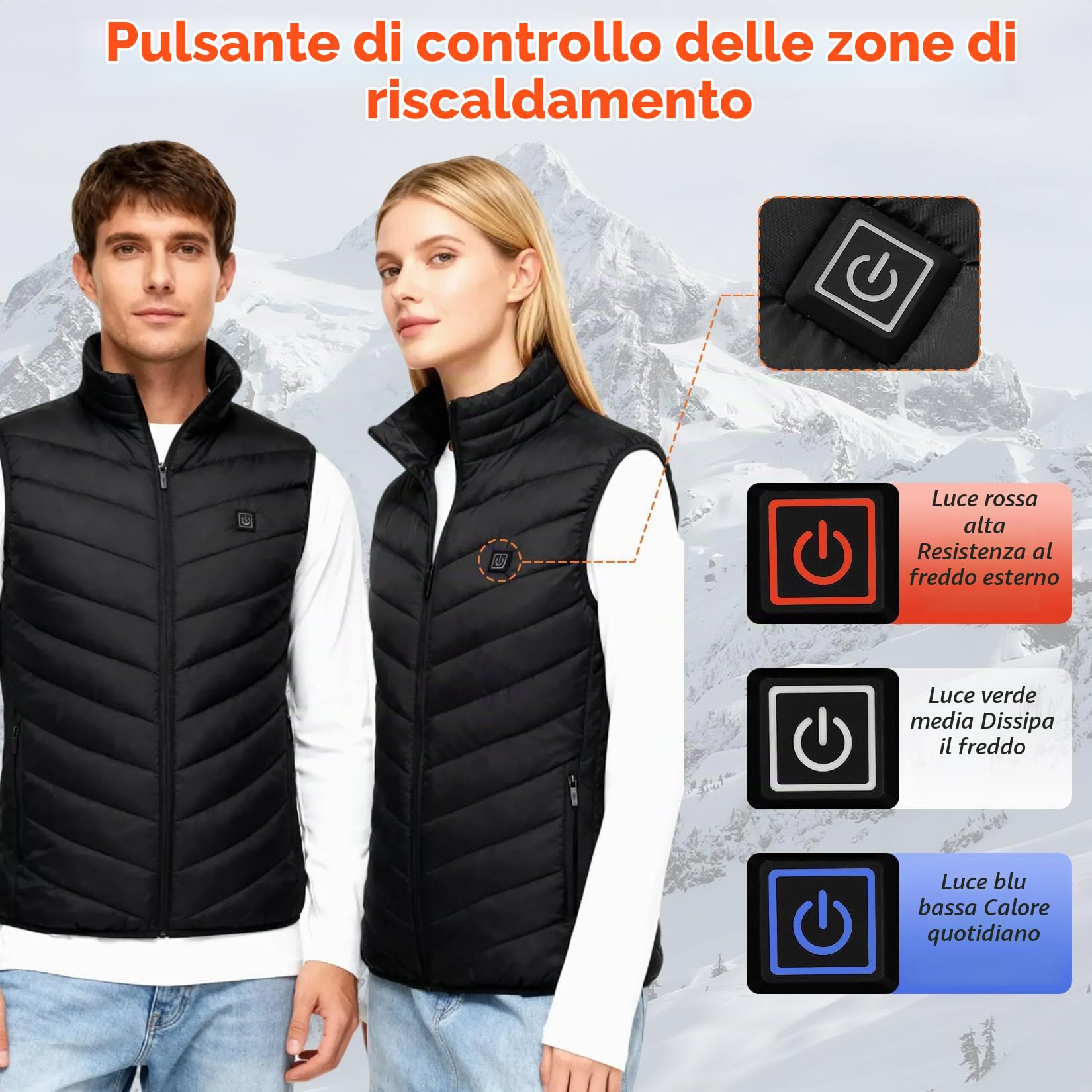 Herbst Gilet riscaldabile da uomo e donna, con 9 zone di riscaldamento, 3 temperature regolabili, gilet termico, unisex riscaldato, giacca riscaldabile, per sport invernali, attività all'aperto