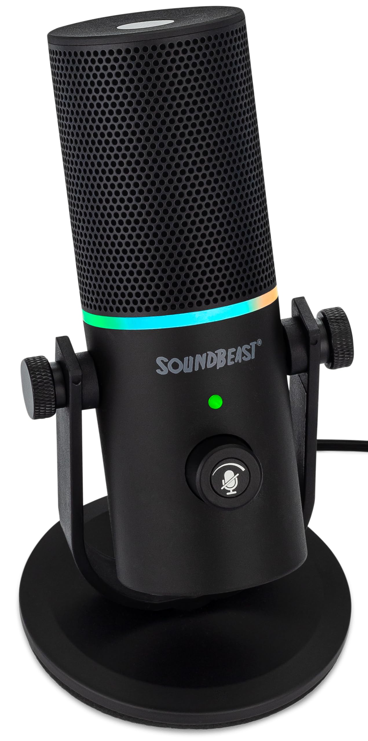 SoundBeast Firebird USB Microphone - with Volume Control, Noise Reduction Mode, RGB Lighting, Headphone Jack - for Gaming, Podcasting, Singing, Video Production, & More - for Computers