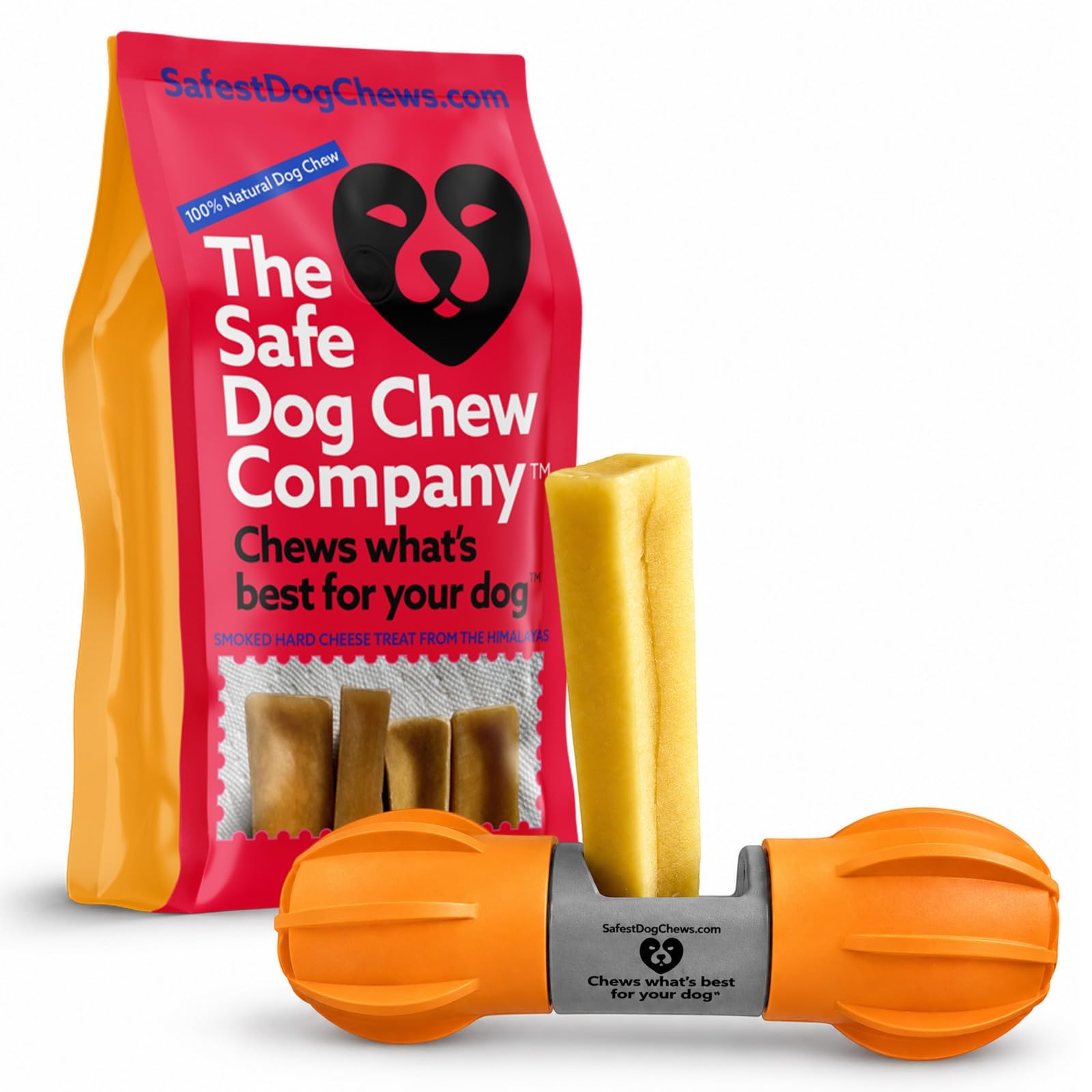 The Safest Large 4 Count Himalayan Yak Cheese Chews with Chew Holder