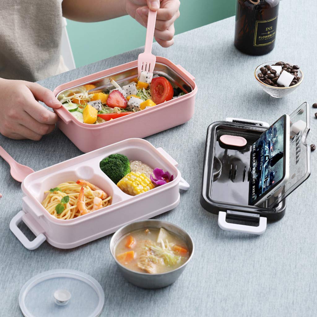 Pudełko na lunch ze stali nierdzewnej dwuwarstwowy termiczny kubek na zupę Bento pudełko izolowane jedzenie